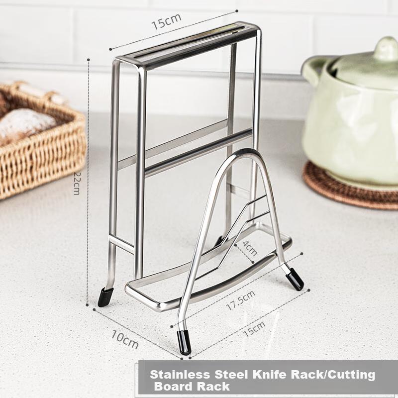 Newair Knife And Cutting Board Holder, Integrated 304 Thickened Stainless Steel Kitchen Multi-Functional Storage Rack for Chopping Boards