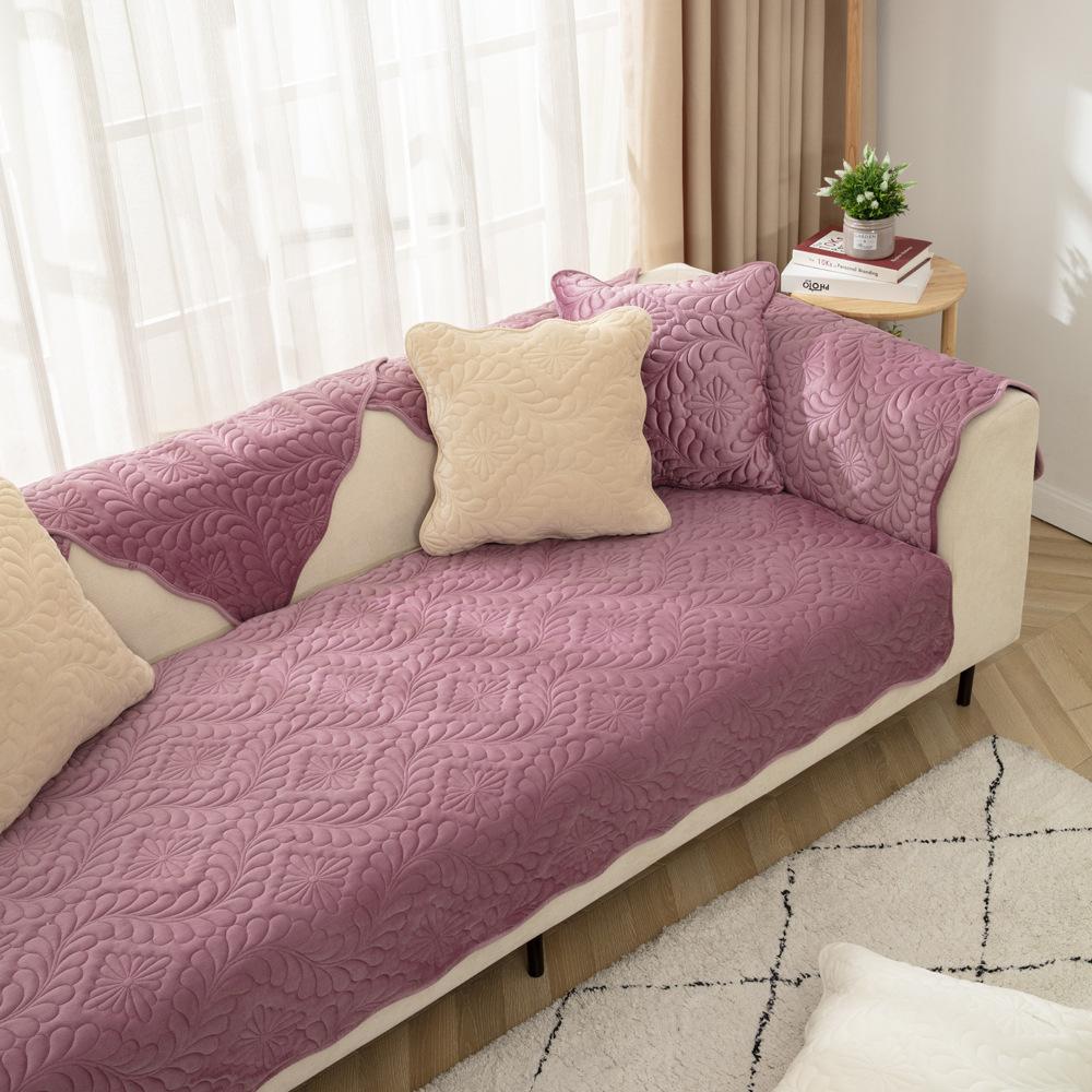 Milk Fleece Phoenix Tail Sofa Cushion Plush Non-Slip Seat Cushion Leather Sofa Cover  Simple Quilted Cover Towel