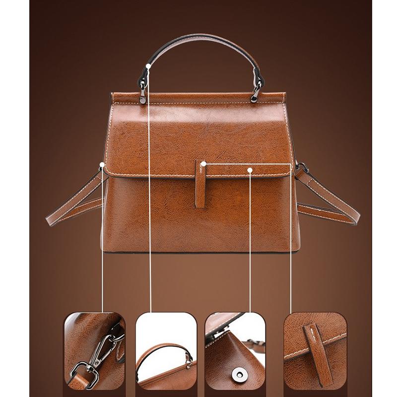 Genuine Leather Women Handbag Fashion Cowhide Ladies Crossbody Bag Korean Style Women Commuter Shopping Shoulder Bag