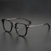 Ultra-Light Retro Black Myopia Glasses with Large Square Wood-Based Frame