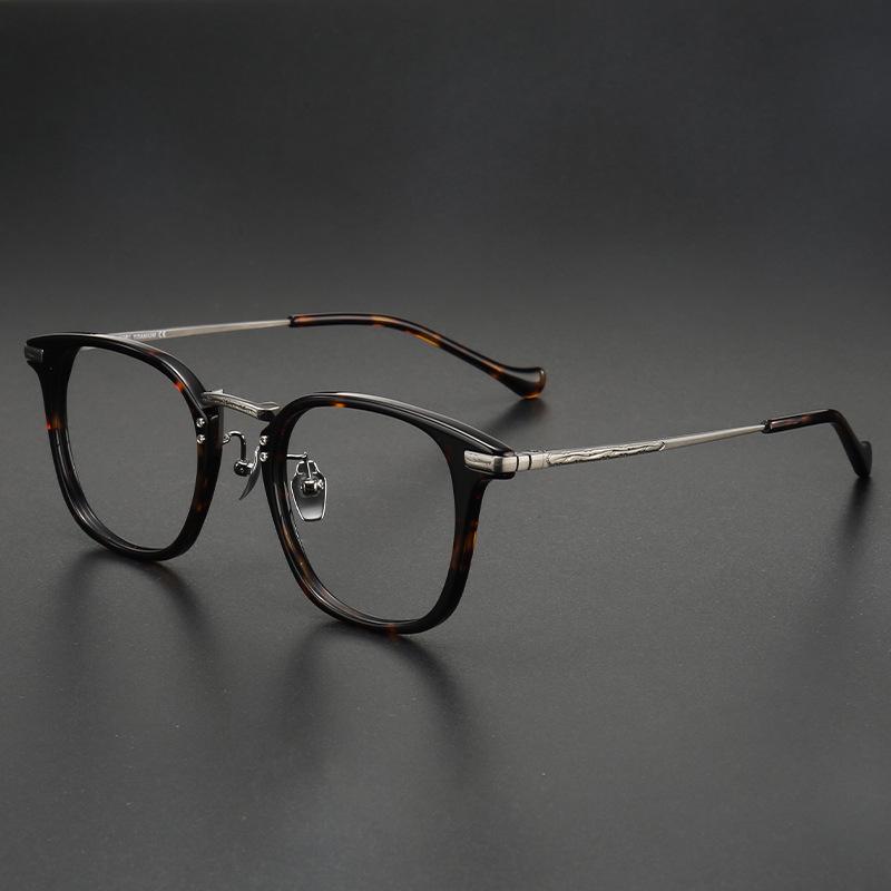 Ultra-Light Retro Black Myopia Glasses with Large Square Wood-Based Frame