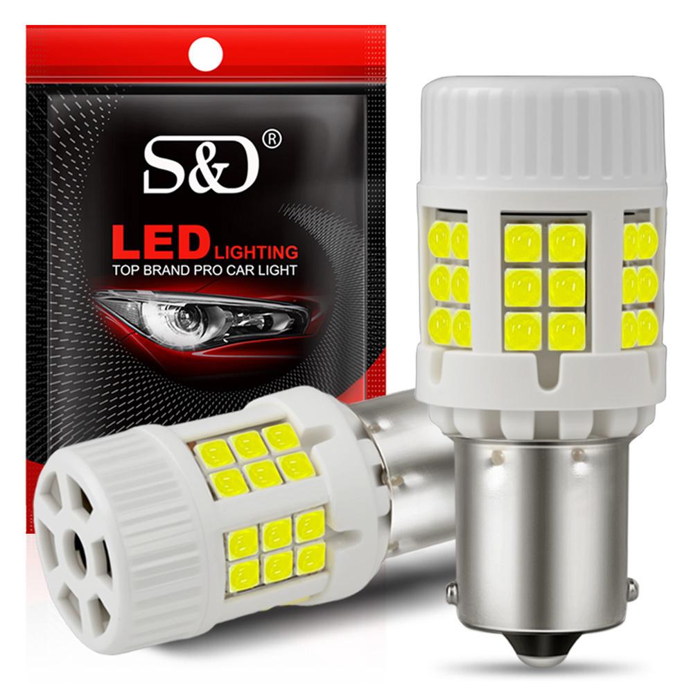 2Pcs Ceramic 1156 PY21W BAU15S LED Canbus P21W BA15S LED Bulbs No Hyperflash BAY15D 1157 P21/5W 36SMD 3030 Car Turn Signal Lights W/ Fan Auto Lamps