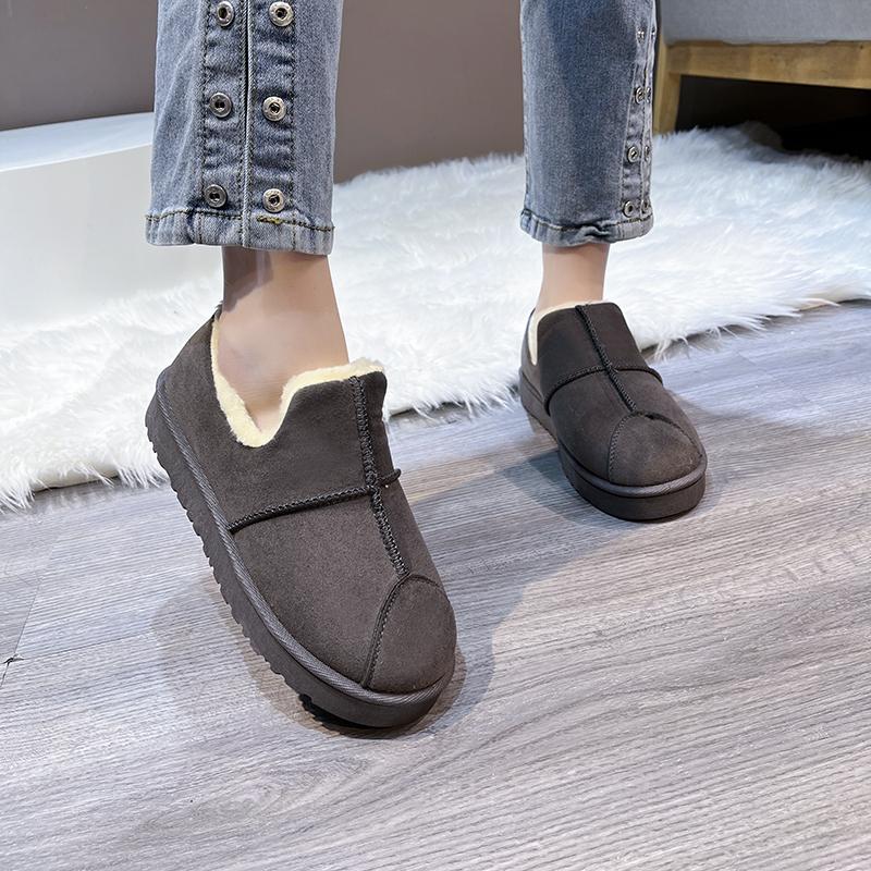 

AJGS 2024 Зимние ботинки женские короткие утолщенные хлопковые туфли противоскользящие зимние новые туфли студенческие женские черные ботинки 41 серый