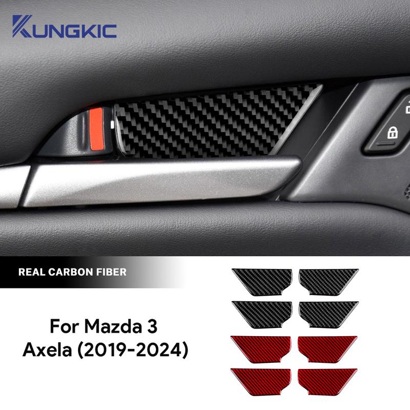 For Mazda 3 -2025/CX-30 -2025 Real Soft Carbon Fiber Sticker LHD RHD Car Inner Door Bowl Panel Interior Trim Accessories
