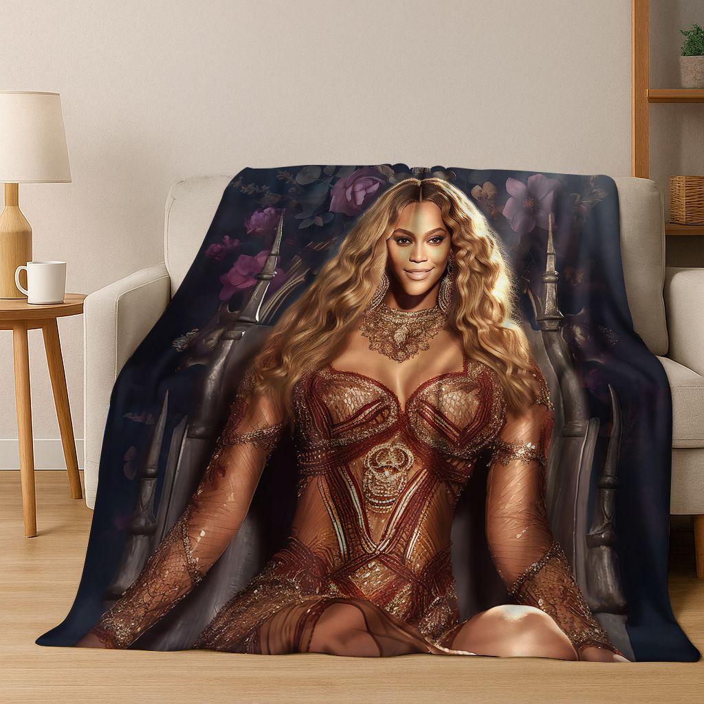 Moderne Popmusik Beyonce Kunst Flanelldecke, Gemütliche Weiche Überwurfdecke für Zuhause Schlafzimmer Bett Sofa Picknick Büro Abdeckung Geschenk Kind
