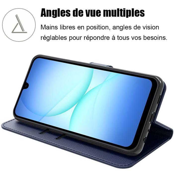 Coque de Protection - BOOLING - pour Samsung Galaxy A17 4G/5G - Synthécuir Bleu Marine - 2 Verres Trempés