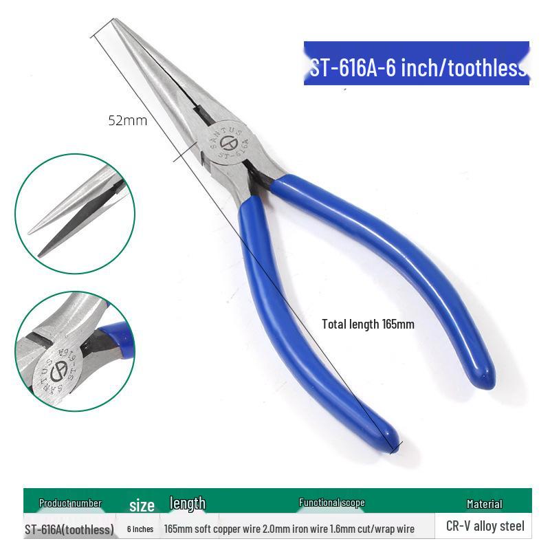 ST-616A Multifunctional 6" Needle-nose Pliers – Electrician & Mini Pointed Pliers 616H