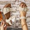 Metal Buckle Thick High Heel Sandals Women's Summer Platform Fashion Sandels Rivet Decor Sandalias