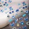 Cyansea Cute Blue Starry Baby Stitch Nail Art Stickers - Embossed Cartoon DIY Decorations