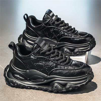 Dad Shoes Autumn New Thick-soled Wear-resistant Heightening Casual High-end Black Shoes