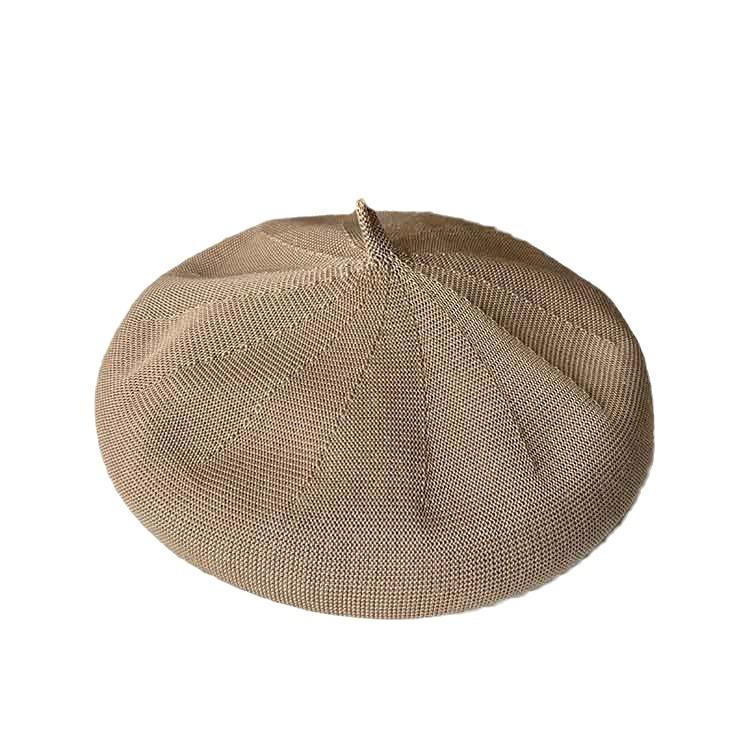 Fashion Versatile Black Painter Hat Women's Knitted Ice Silk Breathable Solid Color Pumpkin Hat Thin Summer Beret