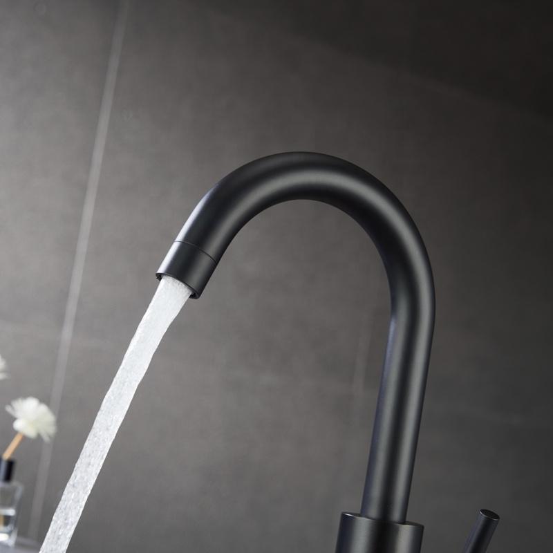 Contemporary Blackened Stainless Steel Single Handle Kitchen Sink Faucet-Modern Hot Cold Water Mixer Tap for Hotel and Home Use