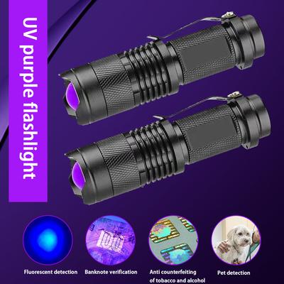 UV Flashlight Ultraviolet Light Zoom Rechargeable Flashlight 395/365nm Inspection Lamp Torch Banknote Pet Urine Stains Detector