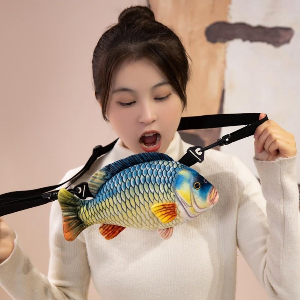 Cartoon Simulation Fish Plush Toy Bag Plush Fish Plush Crossbody Bag Kids Toy