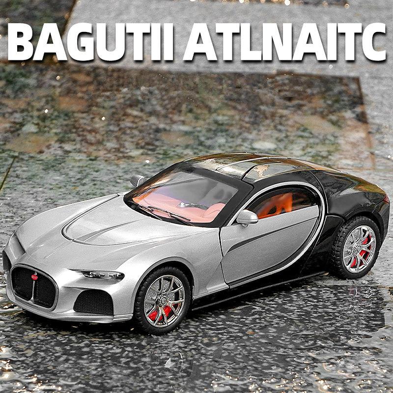 1/24 Scale Bugatti Atlantic Alloy Sports Model Car Diecasts Metal Toy Race Vehicles Simulation Sound Light Collectible Childrens Gifts