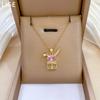 Bow Rabbit Full Diamond Light Luxury Temperament Gorgeous Full Diamond Necklace Female Versatile Collarbone Chain Titanium Steel