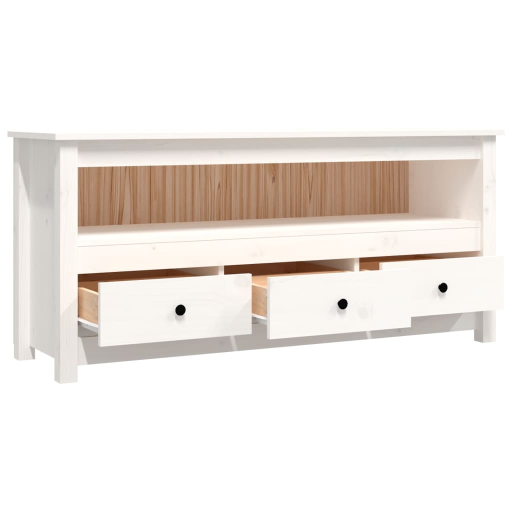 Vidaxl Szafka Pod Telewizor, Biała, 114X35X52 Cm, Lite Drewno Sosnowe