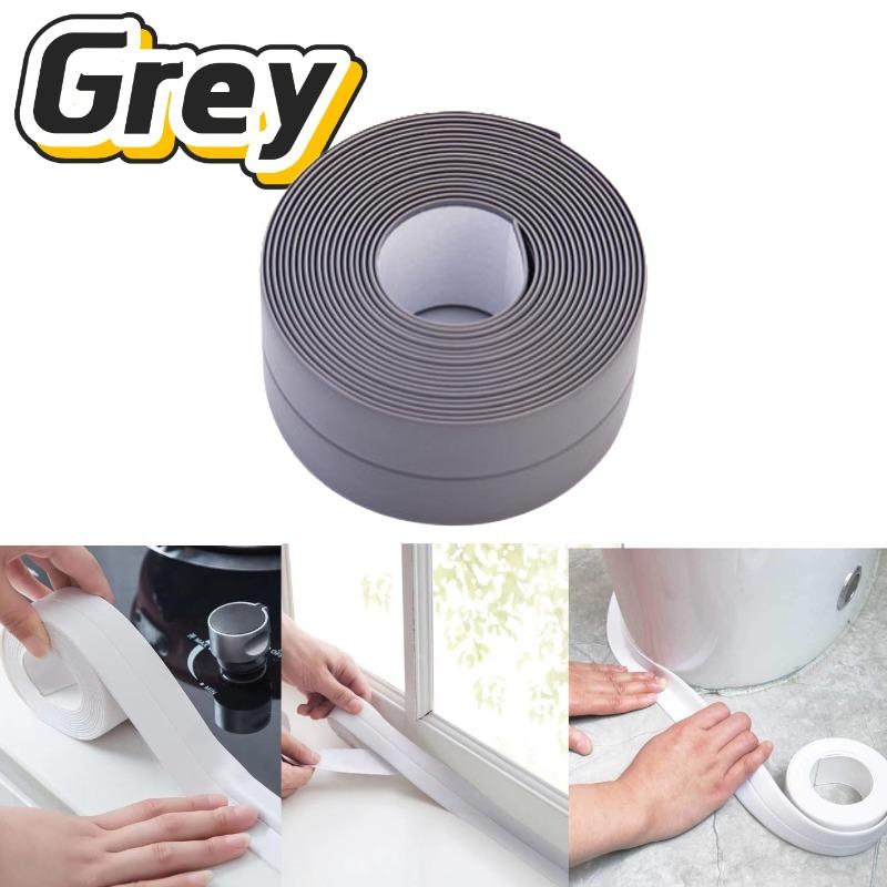 

PVC Sealing Strip Tape Bathroom Bath Toilet Caulk Tape Self Adhesive Waterproof Mildew Proof Tapes for Kitchen Sink Wall Corner 2.2cmx1m&1pcs серый