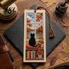 Dialogue with Past Bookmark DIY Stitch Kit for Adults Beginners, Seasonal Cat Handmade Embroidery Kit, Gifts Lovers, Readers Warm Atmosphere