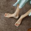 Fashion Ankle Strap Middle Heeled Sandals Women Fashion Pu Leather Square Toe Sandales Woman Summer Buckle Party Pumps Shoes Female