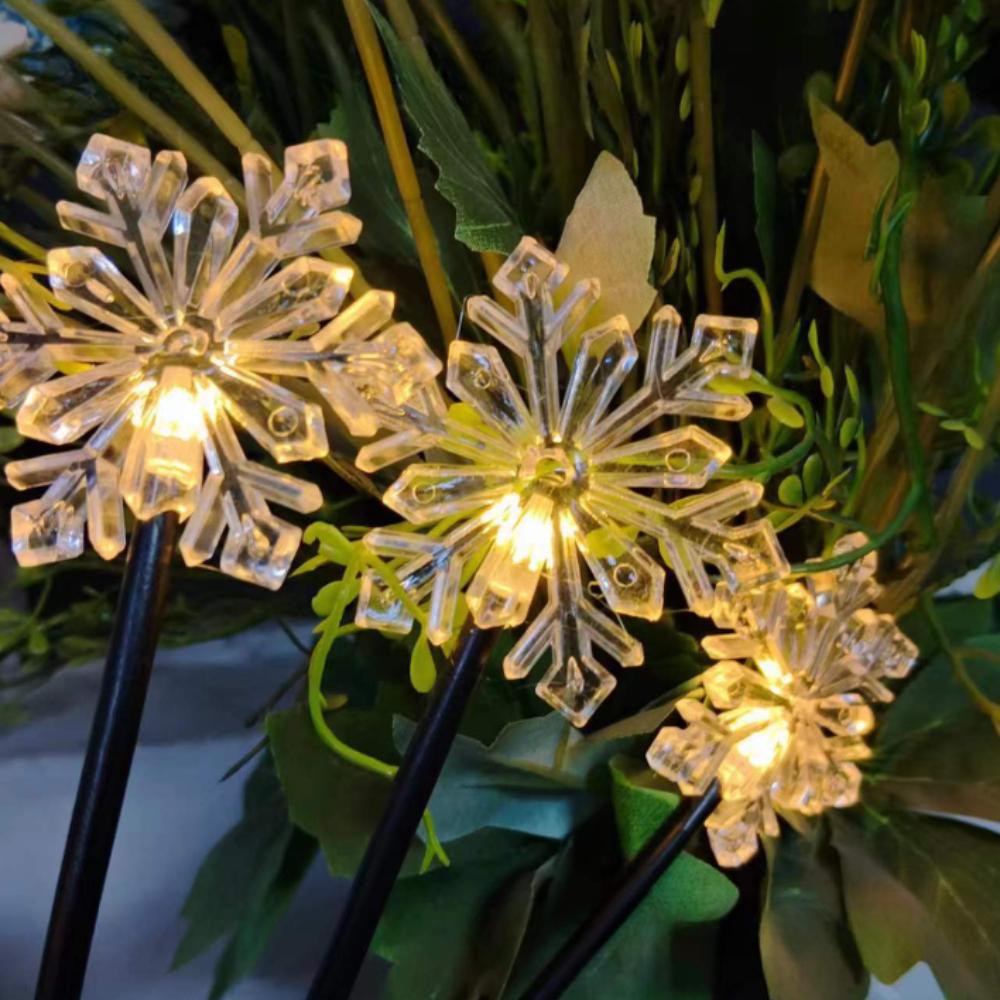 1PC Snowflake Solar Christmas Decorations 2 Modes Swaying Garden Lights Outdoor Pathway Solar Lawn Decor Stake Light Warm Light