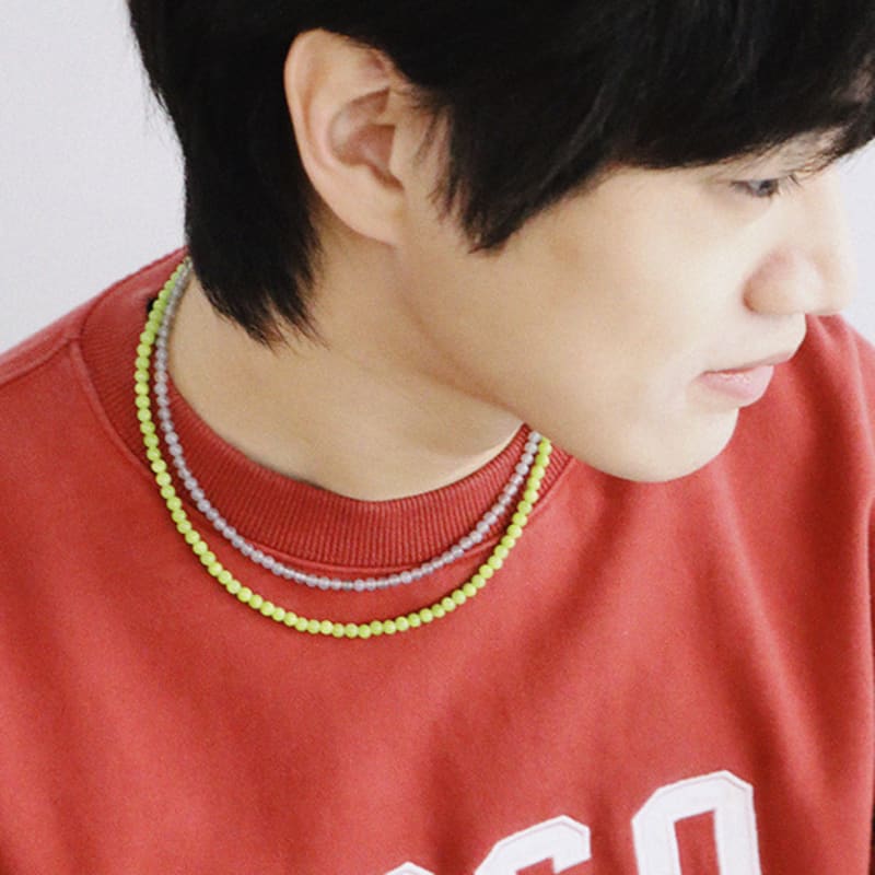 BICYCLE TROPHY BT Gemstone Necklace 09 (4mm Filled Jade Light Green)