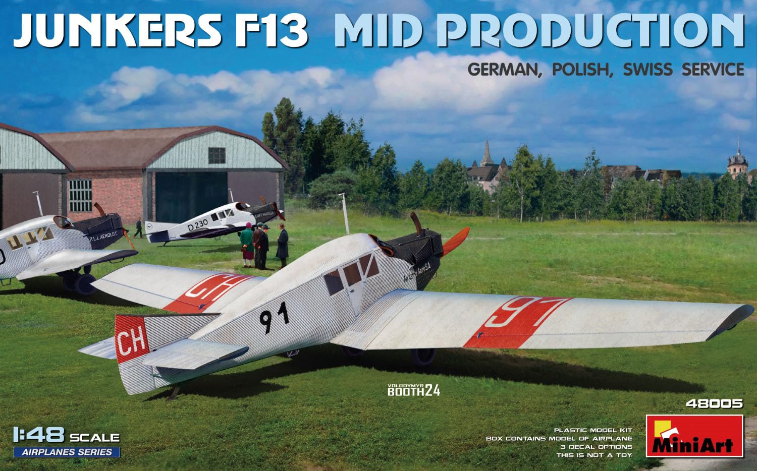 

Miniart Junkers F13 Plastic Model Kit with and Swiss Airline Markings 1/48 Mid-Production German, Polish, (MA48005) серый