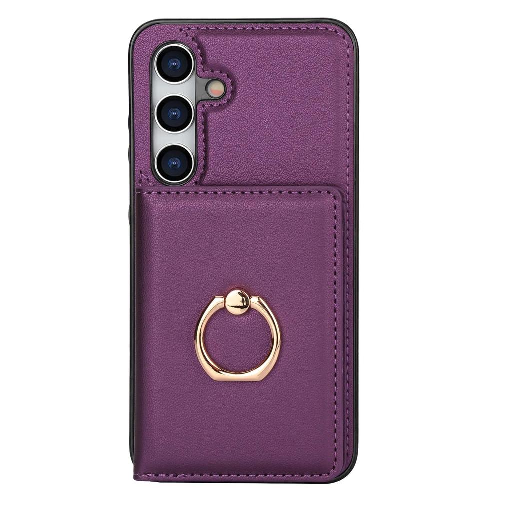 Wallet Case with Card Holder, 360° Rotation Ring Kickstand Magnetic Clasp and Durable Shockproof Cover for Samsung Galaxy S24 FE