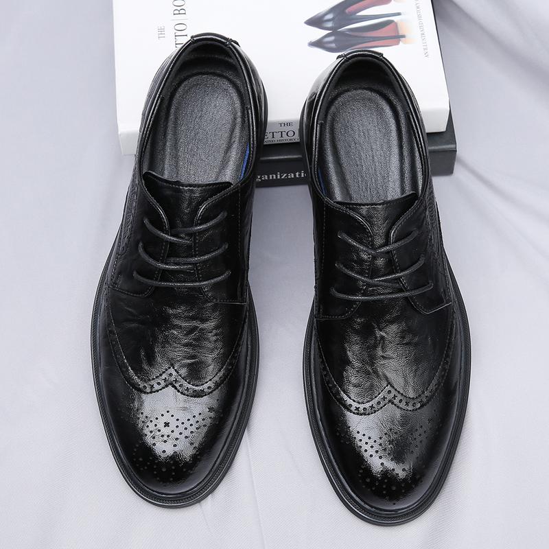 Black Gentleman Dress Shoes Men Brogues Oxford Shoes High Quality Suit Shoes for Men Classic Men's Business Casual Leather Shoes
