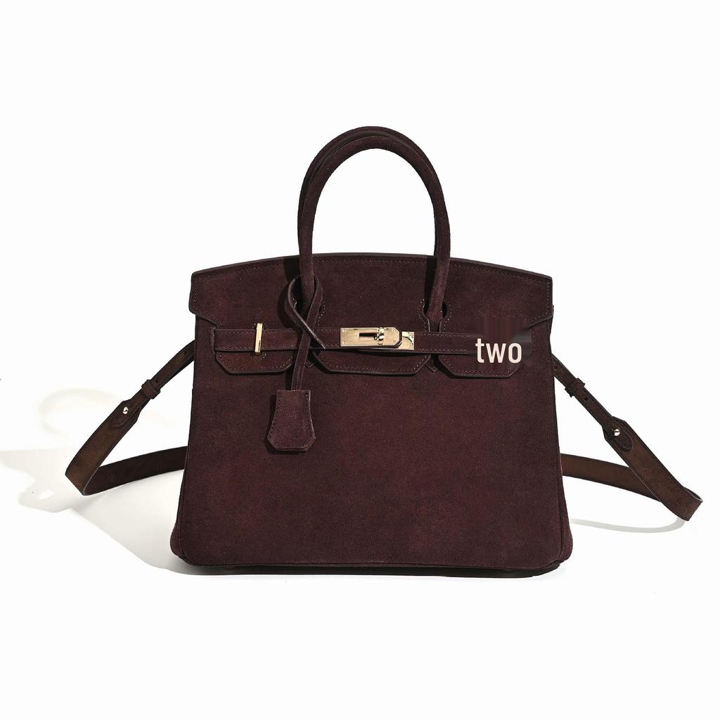 2025 Herbst/Winter Damen Echtes Leder Rindsleder Wildleder Platin Große Kapazität Schulter- und Umhängetasche