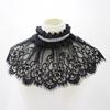 Elegant Hollow Embroidery High Collar Shawl Ruffled Fake Collar White Scarf Half Shirt Decorative Stand Collar
