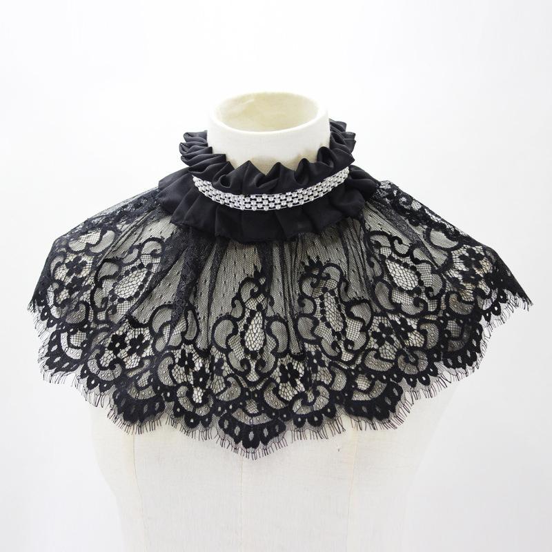 Elegant Hollow Embroidery High Collar Shawl Ruffled Fake Collar White Scarf Half Shirt Decorative Stand Collar