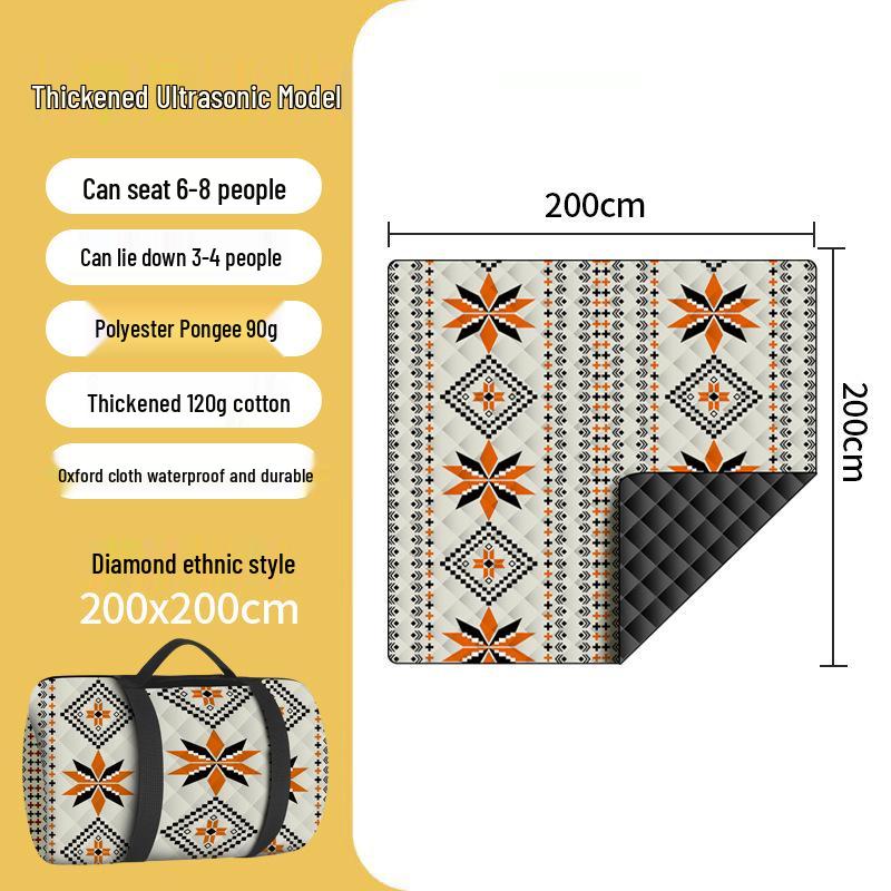 Tapis de pique-nique épaissi à ultrasons: Coussin d'extérieur résistant à l'humidité pour pelouse et camping avec piquets de sol