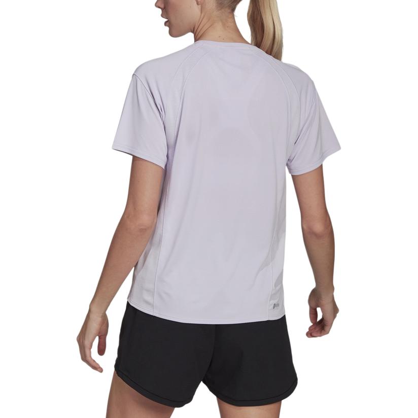 adidas T Shirts Women's Light Purple Crew Neck Moderate Straight Fit HI3969