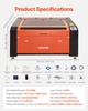 130W CO2 Laser Engraver, 1400 X 900 Mm, CO2 Laser Engraver Cutter Machine with Water Chiller, 2 Way Pass Air Assist, 1200 Mm/s Speed, Autofocus