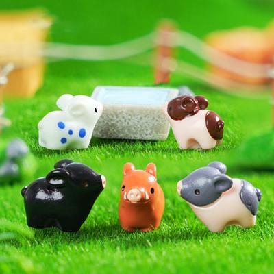 6 Stück Mini Schwein Figur Harz Miniatur Schwein Ornament Pflanzgefäß Dekor Cartoon Mini
