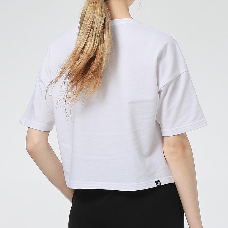 Puma Downtown Crop Tops Women's White Crew Neck Moderate 845965-02