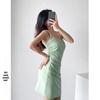 Women's Solid Color Square Neck Sleeveless Pleated Bodycon Summer Dress