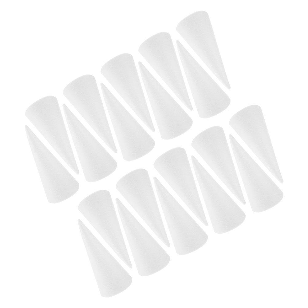 20Pcs Foam Cones 15Cm White Polystyrene Craft Cones for Childrens Creativity Fine Motor Skills DIY Christmas Decor Table