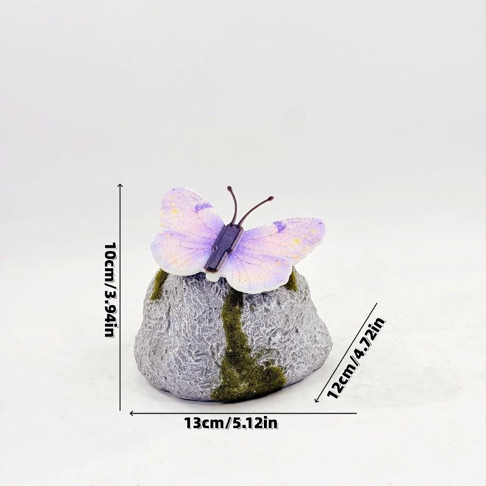 

LED Light Solar Butterfly Stone Lamp Simulation Stone Waterproof LED Lawn Light Backyard Landscape фиолетовый