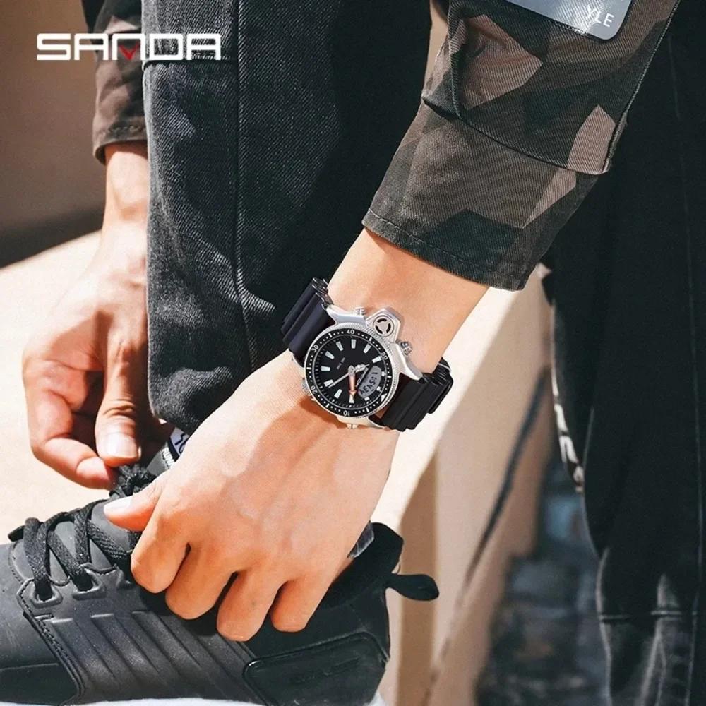 SANDA Casual Style Watches Men Quartz Wristwatch Waterproof Shock Man Watch Relogio Mascuo 3008 Fashion New Sport Men's Watch