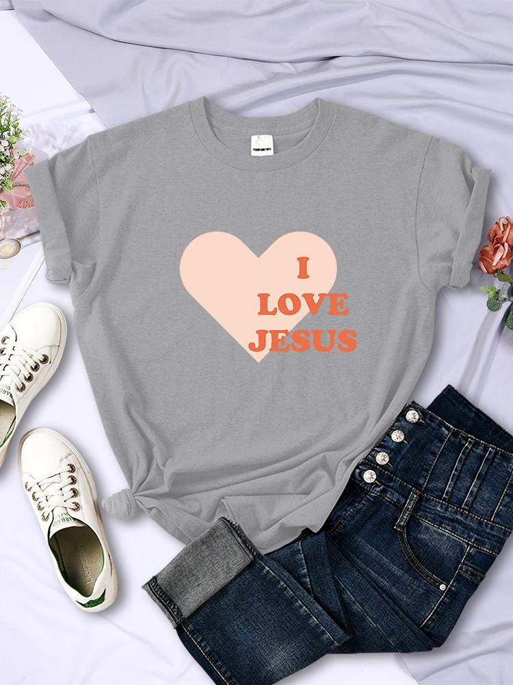 I Love Jesus Give You My Heart Printing Womens T Shirt Hip Hop Casual Street Short Sleeve Creativity Fashion Female Tee Clothing