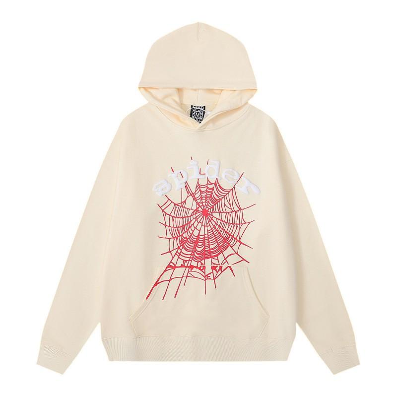 Sp5der Hoodie Unisex Oversized Cotton Pullover With Foil Letter Print Fall Casual Streetwear