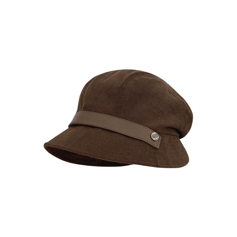 Autumn and Winter Corduroy Fisherman Hat Women's New One Hat Multi Wear Top Hat Casual Versatile Warm Beret Trend