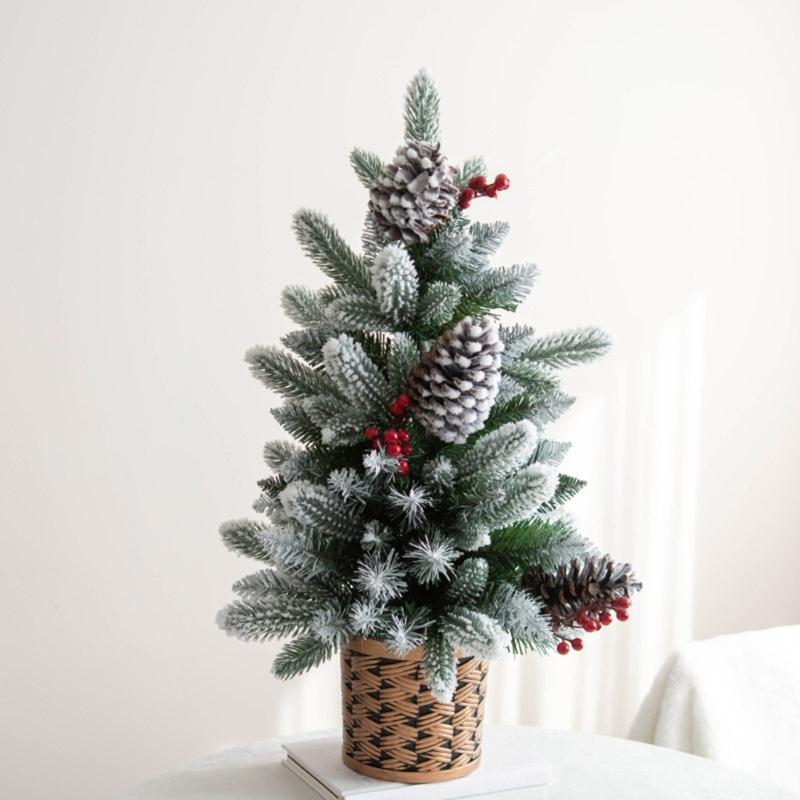 Artificial Christmas Tree with Pinecone Tabletop Accessories Festives Home Desktop Decoration Christmas Ornament
