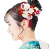 Hair Ornament Set Furisode Ceremony Tsumami Work Red Crepe [Kyoto Usagido] 2-piece Coming-of-age Kk-077