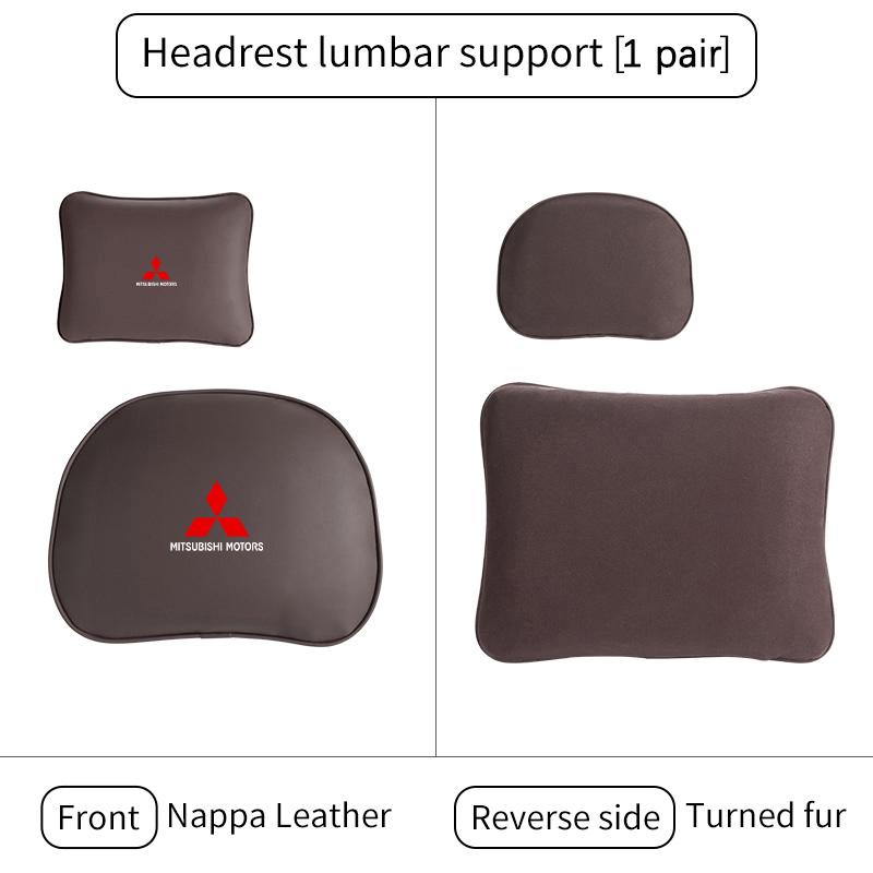For Mitsubishi Car Leather Headrest Neck Support Seat Waist Cushion Pillow Auto Accessories Outlander Pajero Sport Lancer EX ASX RP4