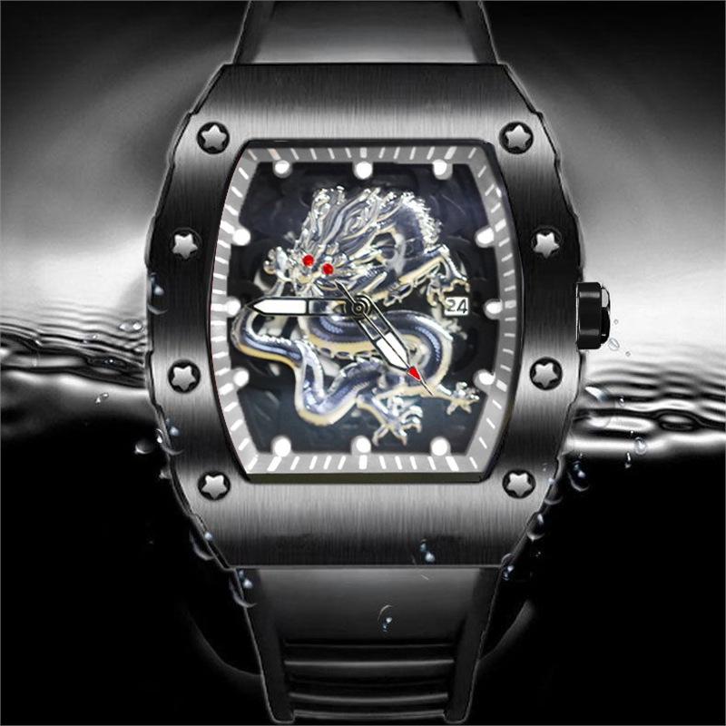 New Richard Domineering Silver Dragon Luminous Waterproof Men's Wristwatch