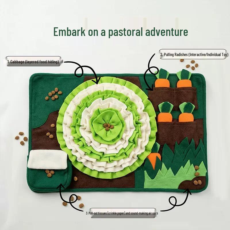Pet Activity Pad: Energy-boosting Sniffing Mat for Dogs & Cats with Hidden Treats, Food Dispenser, and Toys