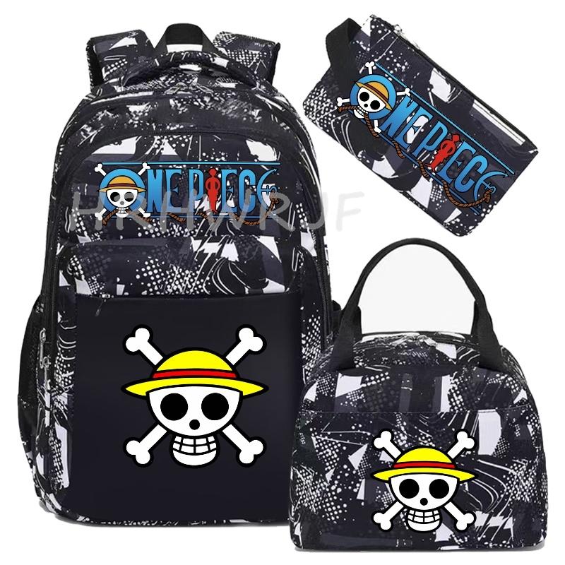 One Piece Backpack Monkey D Luffy Travel Nylon Mochila Feminina Bagpack Bolsas School Bags for teenager Laptop School Bags 3pcs
